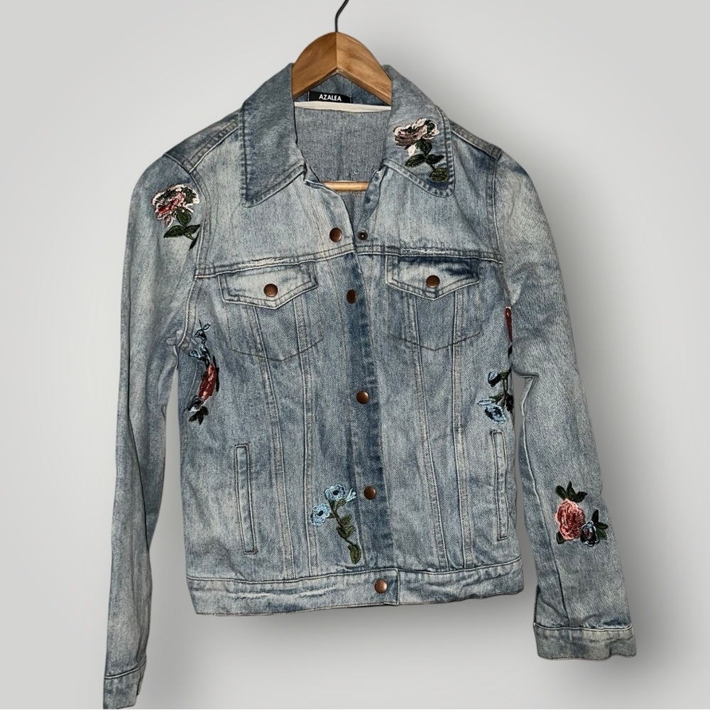 Azalea Floral Embroidered Denim Jacket